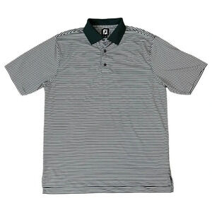 FootJoy Polo Shirt Green White Collar Short Sleeve Performance Golf Size Large